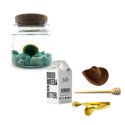 Combo Amazonite Moss Amigo with brown country hat and gold tong.