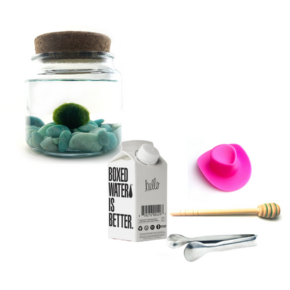 Combo Amazonite Moss Amigo with pink country hat and silver tong.
