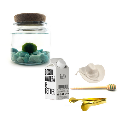 Combo Amazonite Moss Amigo with White country hat and gold tong.