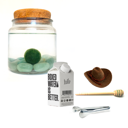 Combo Aventurine Moss Amigo with brown country hat and silver tong.