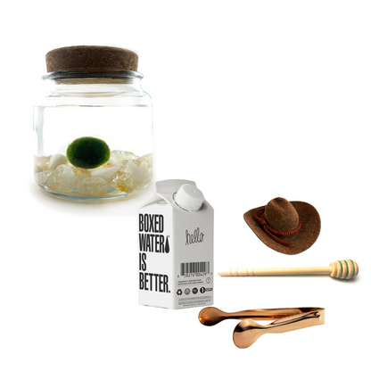 Combo Citrine Moss Amigo with brown country hat and rose gold tong.